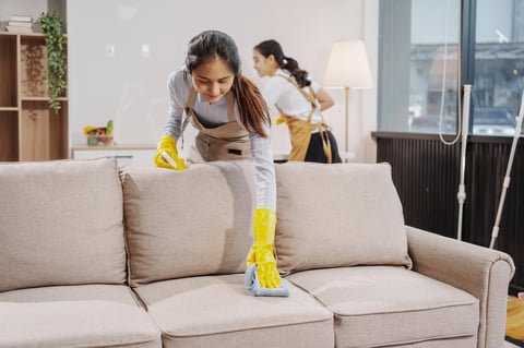 Cleaning team at work